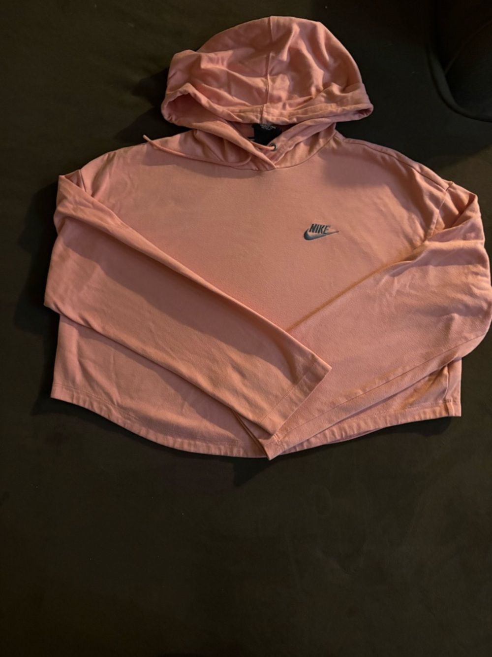 Nike Air Hoodie Womens Large Apricot Grey Nike Swoosh Crop Loose Sweatshirt